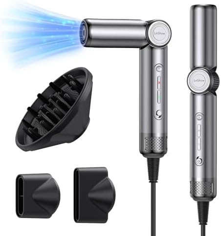 Foldable High-Speed Hair Dryer with Diffuser, 400M Plasma Ion Technology, Travel Size