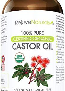 RejuveNaturals Organic Castor Oil 16oz - Pure, Cold Pressed, Boosts Hair Growth