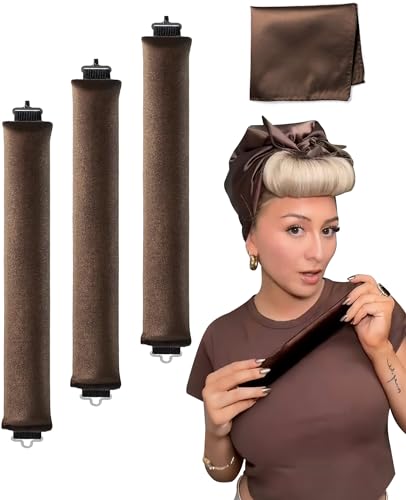 Heatless Overnight Hair Curling Set - Silk Rods & Headband for Short Hair