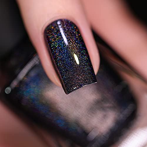 ILNP Black Magic - Deep Black Holographic Nail Polish 15ml - Image 4