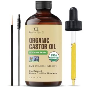 Botanic Hearth 100% Pure Castor Oil, USDA Organic, 2oz with Brush