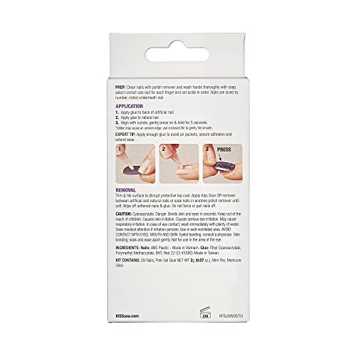 KISS Midnight Snacks Press On Nails, Black, Short, 28 Pieces - Image 9