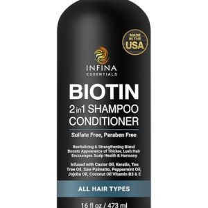 Biotin 2-in-1 Shampoo & Conditioner for Hair Thickening with Saw Palmetto, 16 oz