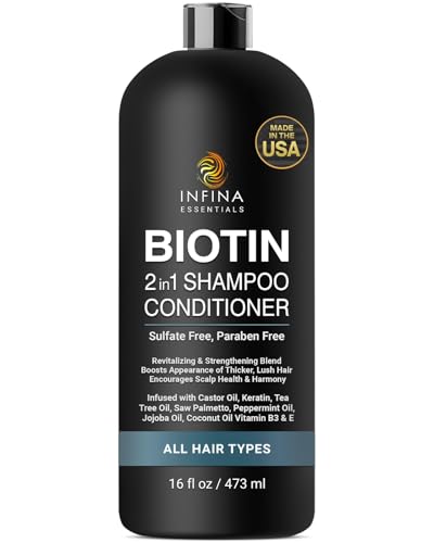 Biotin 2-in-1 Shampoo & Conditioner for Hair Thickening with Saw Palmetto, 16 oz