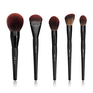 Jessup 5 Piece Large Phantom Black Synthetic Face Makeup Brush Set