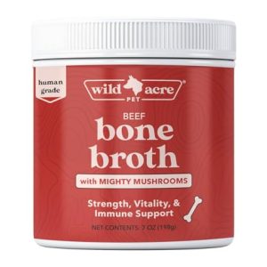 Wild Acre Beef Bone Broth for Dogs – High Protein, Collagen & Mushroom Blend