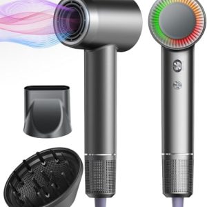Professional Ionic Hair Dryer with Diffuser, 180000 RPM Speed, Lightweight 1600W