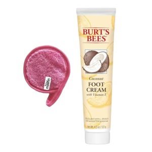 Hydrating Coconut Foot Cream 4.3 oz for Dry Cracked Heels with Exfoliating Cloth