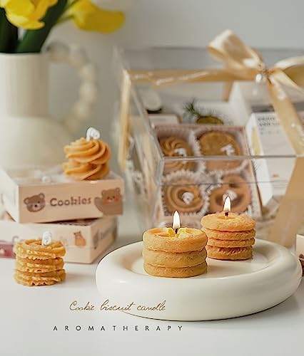 4-Pack Cookie-Shaped Scented Soy Wax Candles for Relaxation and Decor - Image 2