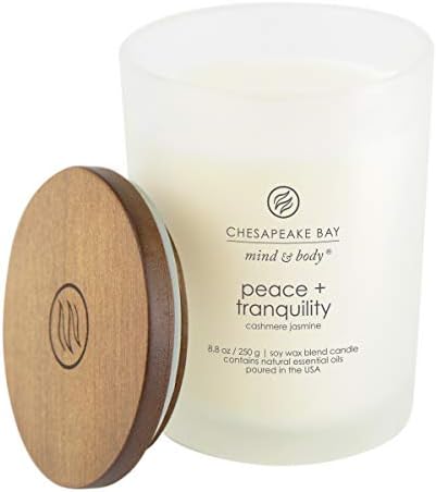 Chesapeake Bay Candle Medium Jar Peace & Tranquility Cashmere Jasmine Scented Wax Candle - Image 4
