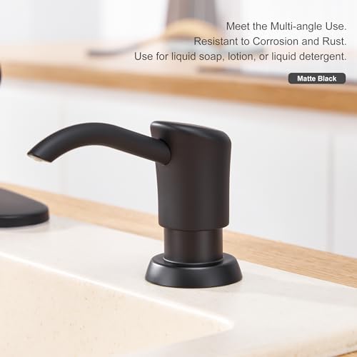 GAGALIFE Built-in Sink Soap/Lotion Dispenser, Matte Black, 13oz Bottle - Image 4