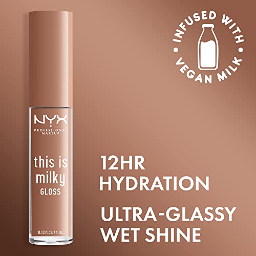 NYX Milky Gloss Vegan Lip Gloss - Cookies & Milk, 12 Hour Hydration - Image 2