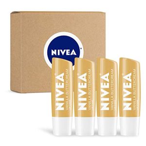 NIVEA Vanilla Buttercream Lip Balm - Moisturizing Soft Lips - Pack of 4