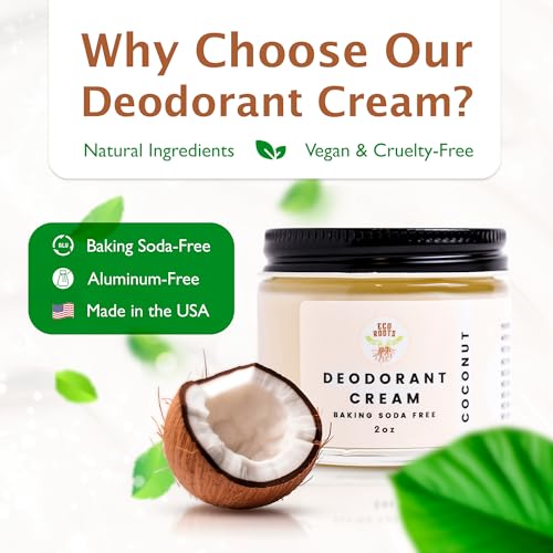 ECO ROOTS Vegan Organic Coconut Scent Deodorant Cream Natural Formula 2 oz Size - Image 2