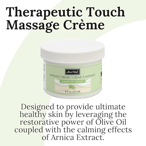 Bon Vital Therapeutic Touch 8 oz Massage Cream with Olive Oil for Muscle Relief and Moisturization - Image 3