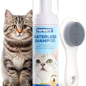 No-Rinse Cat Shampoo & Brush - 7 oz Foam for Itchy Skin & Shedding