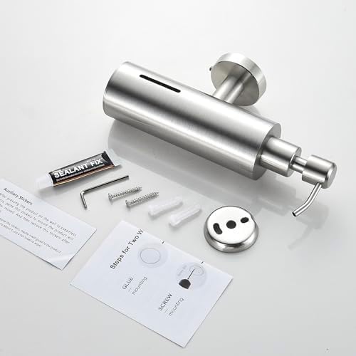 Brushed Nickel Wall Mounted Soap Dispenser for Bathroom - Stainless Steel - Image 7