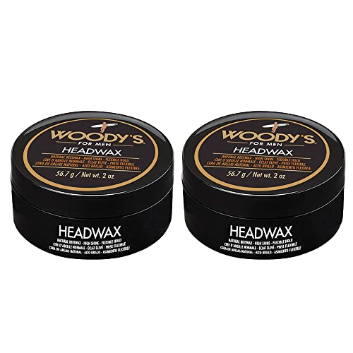 Woody's Headwax Men's Flexible Hold High Shine Pomade 2 oz Travel Size 2-Pack