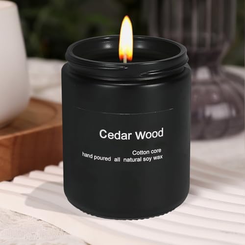 Cedar Scented Soy Candle, 7oz, 45-Hour Burn, Black Jar Gift for All - Image 7