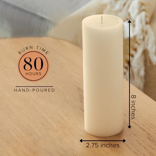 Simply Soson 3-Piece Ivory Unscented Dripless Pillar Candle Set 3x8 Inch - Image 2