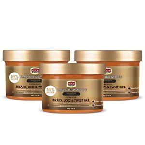 African Pride Black Castor Miracle Extra Hold Gel 3 Pack - 12 oz, No Parabens