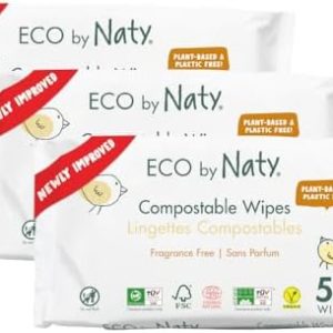 Eco by Naty Unscented Baby Wipes - 100% Compostable, 168 Count (3 Packs)
