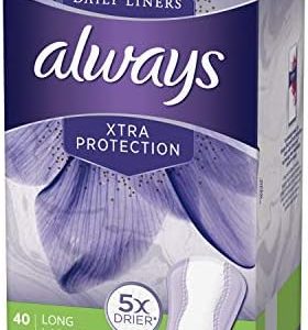 Always Xtra Protection Long Unscented Daily Liners, 40 Count