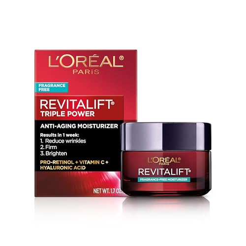 L'Oreal Paris Revitalift Anti-Aging Moisturizer, Pro Retinol, Hyaluronic Acid, 1.7 Oz