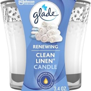 Glade Clean Linen Candle Jar Air Freshener, 3.4 Oz