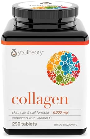 Youtheory Advanced Collagen 6,000 mg with Vitamin C - 290 Tablets for Hair, Skin & Nails
