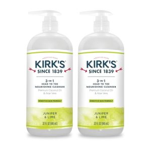 Kirk's 3-in-1 Nourishing Cleanser for All - Coconut Oil & Aloe Vera, 2 Pack