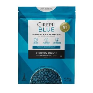 Cirepil Blue 400g Unscented Wax Beads for Sensitive Skin - No Strip, Easy Peel-Off