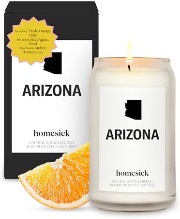 Homesick Arizona Candle - 13.75 oz Soy Wax, 60-80 Hour Burn, Musk & Citrus Notes