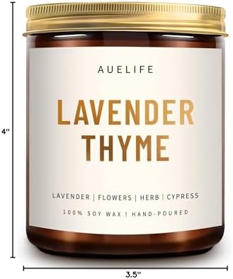 Lavender Thyme 7oz Soy Aromatherapy Candle Amber Jar Gift - Image 8