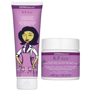 DERMAdoctor KP Bump Eraser Scrub & Lotion Kit for Keratosis Pilaris, 10% AHAs + PHAs