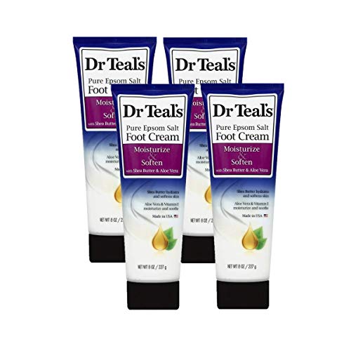Dr. Teals Epsom Salt Foot Cream Gift Set (4 Pack, 8oz) - Moisturizes & Eases Pain