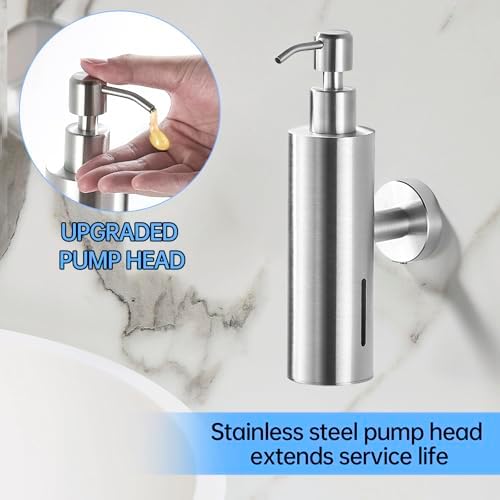 Brushed Nickel Wall Mounted Soap Dispenser for Bathroom - Stainless Steel - Image 4