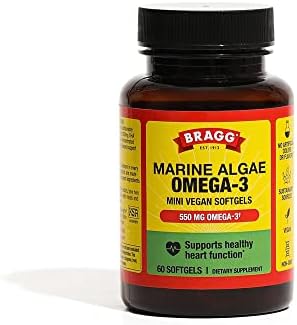 Bragg Vegan Omega 3 from Marine Algae - EPA & DHA, Non-GMO, 60 Softgels