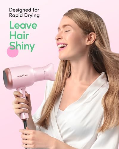 Wavytalk 1875W Professional Ionic Hair Dryer with Diffuser Millennial Pink Gentle Operation - Image 2