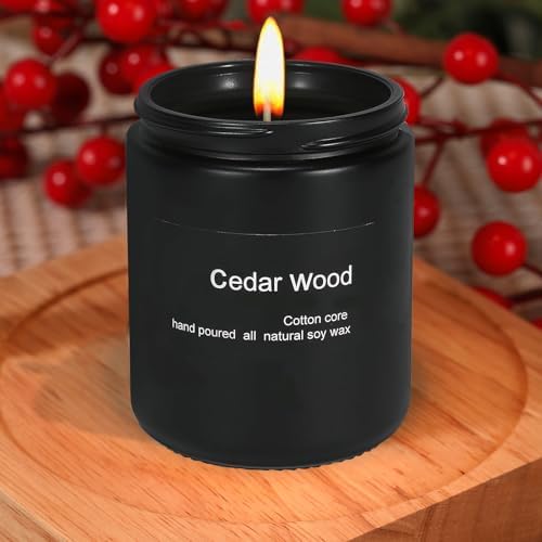 Cedar Scented Soy Candle, 7oz, 45-Hour Burn, Black Jar Gift for All - Image 3