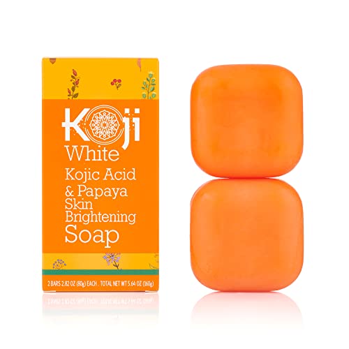 Koji White Kojic Acid & Papaya Brightening Exfoliating Soap, Vegan, 2 Bars