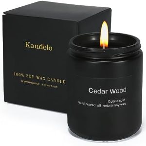 Cedar Scented Soy Candle, 7oz, 45-Hour Burn, Black Jar Gift for All