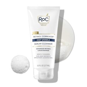 RoC Retinol Deep Wrinkle Cleanser with Niacinamide, Fragrance-Free, 6 oz