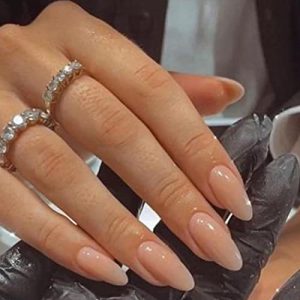 YOSOMMK Almond Shaped Nude Press-On Nails, Glossy Full Cover for Women