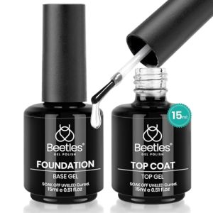 Beetles 2 Pcs 15ml No Wipe Gel Top & Base Coat Set - Shine Finish