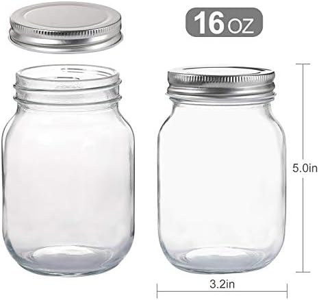 16 oz Mason Jars with Silver Lids for Canning & Storage (4-Pack) - Image 2