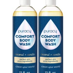 Puracy Natural Body Wash, 98.6% Plant Ingredients, Coconut & Vanilla, 12 Oz (2-Pack)