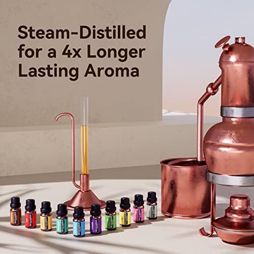 550ml Essential Oil Diffuser Gift Set with 10 Oils & 15 Lights (Yellow) - Image 4