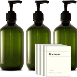 3 x 500ml Recycled Plastic Pump Bottles with Labels