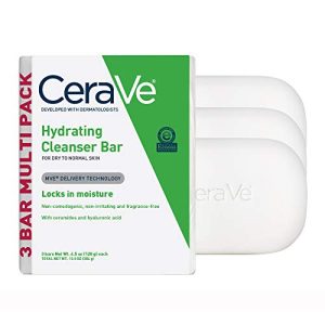 CeraVe Hydrating Cleanser Bar, Soap-Free, 5% Moisturizing Cream, Fragrance-Free, 3-Pack
